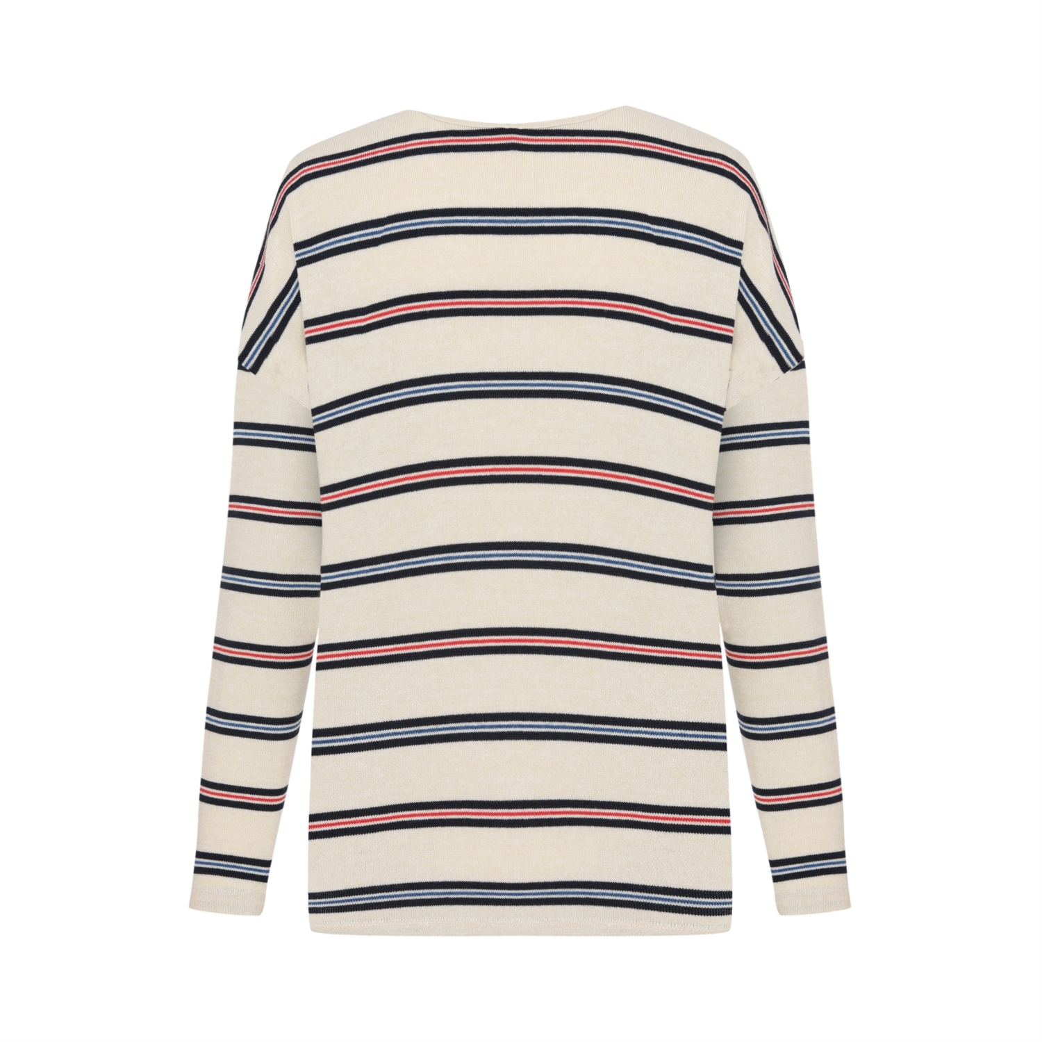 ÇİZGİLİ DÜŞÜK OMUZ TRİKO KAZAK