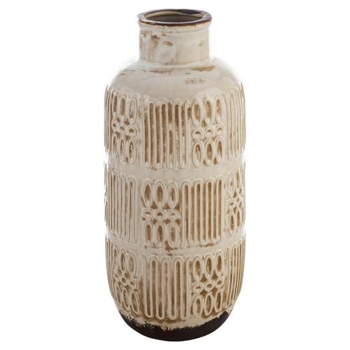  GREEK ESKİTME BEJ SERAMİK VAZO 16X36 CM