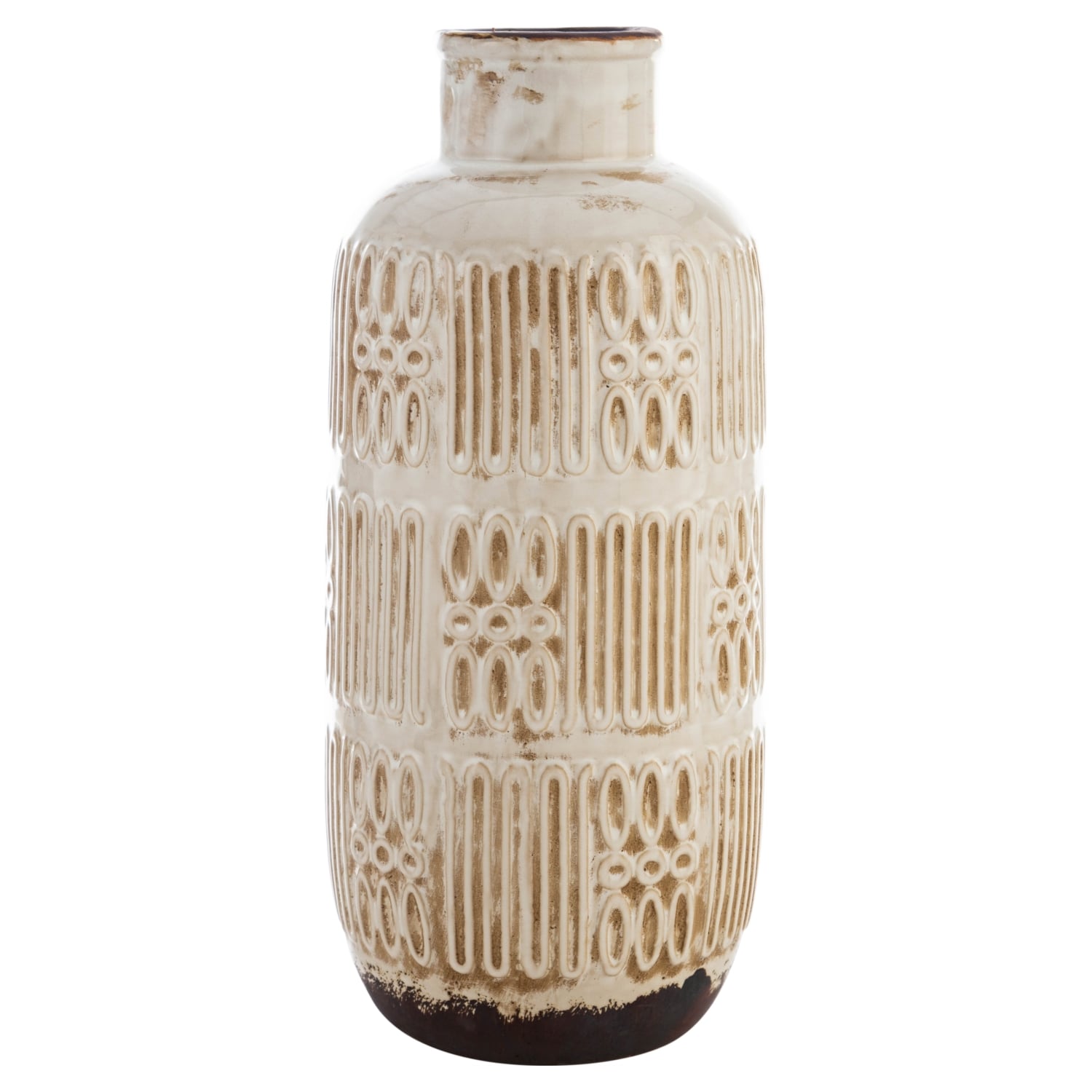 GREEK ESKİTME BEJ SERAMİK VAZO 16X36 CM