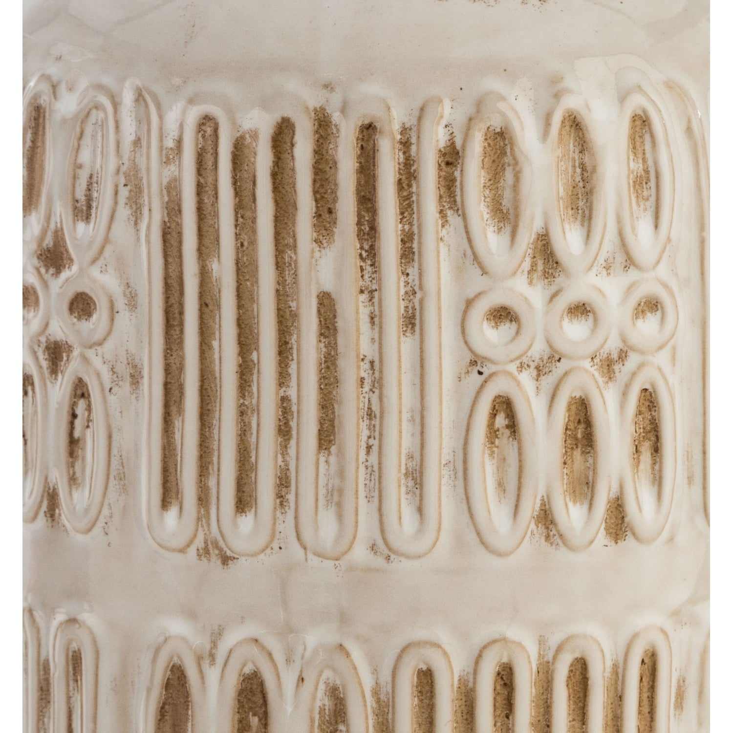 GREEK ESKİTME BEJ SERAMİK VAZO 16X36 CM