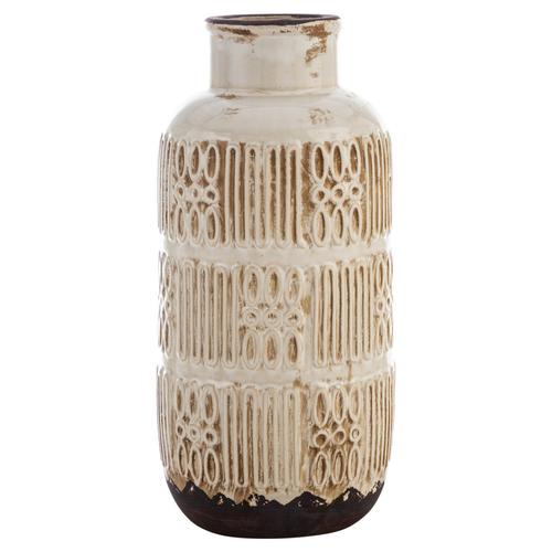  GREEK ESKİTME BEJ SERAMİK VAZO 14X30 CM