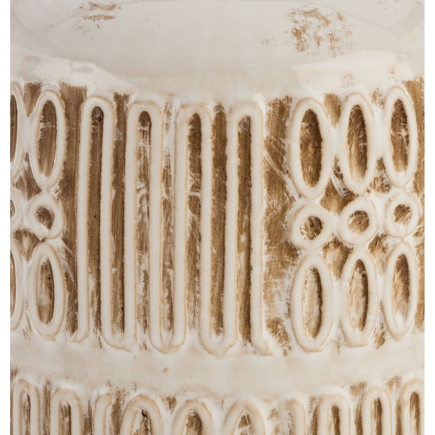 GREEK ESKİTME BEJ SERAMİK VAZO 14X30 CM