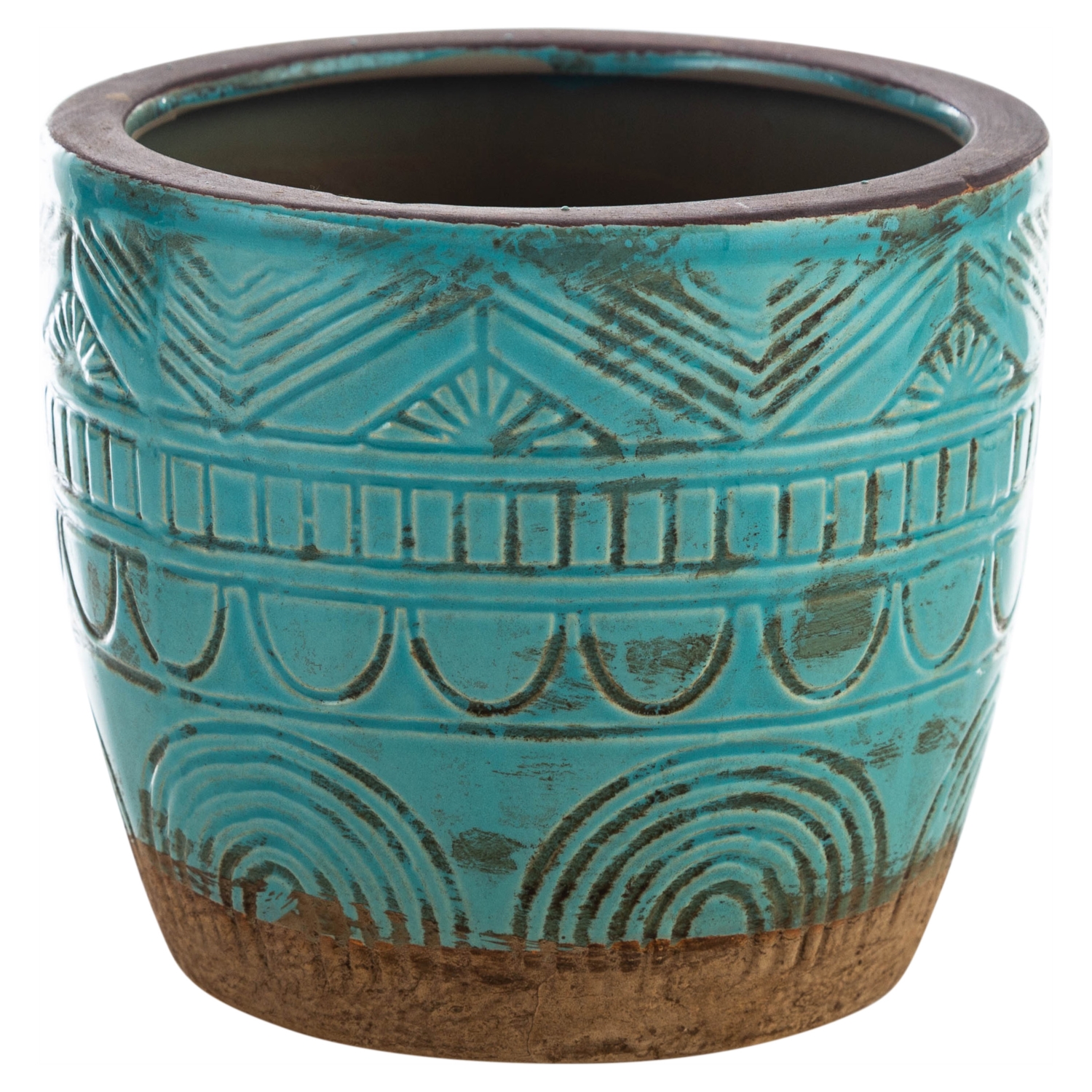 ISLAND BLUE ESKİTME SERAMİK VAZO 15X13 CM