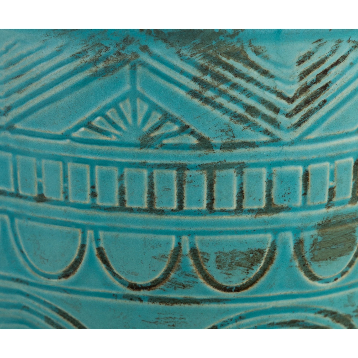 ISLAND BLUE ESKİTME SERAMİK VAZO 15X13 CM