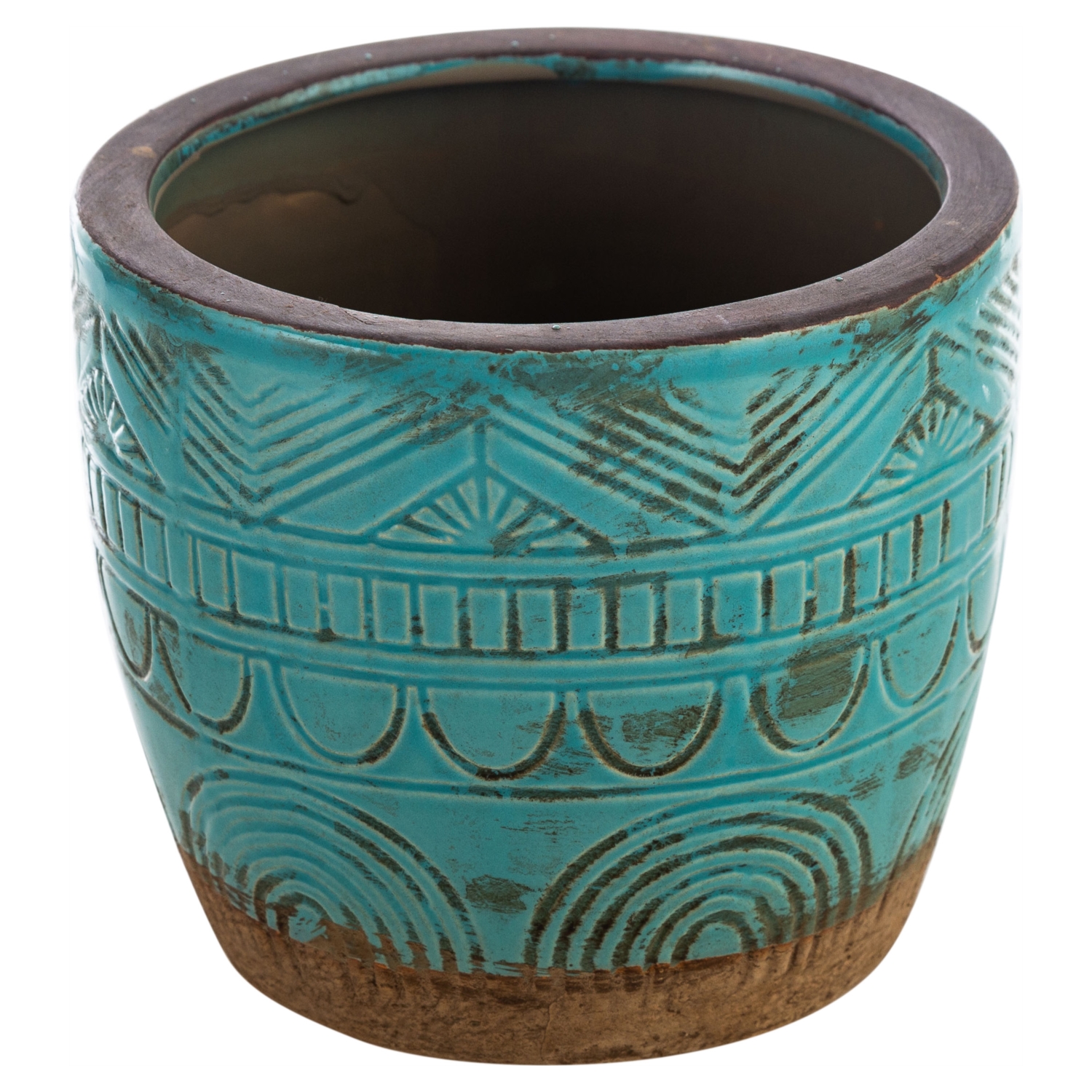 ISLAND BLUE ESKİTME SERAMİK VAZO 15X13 CM