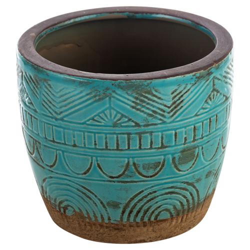  ISLAND BLUE ESKİTME SERAMİK VAZO 15X13 CM