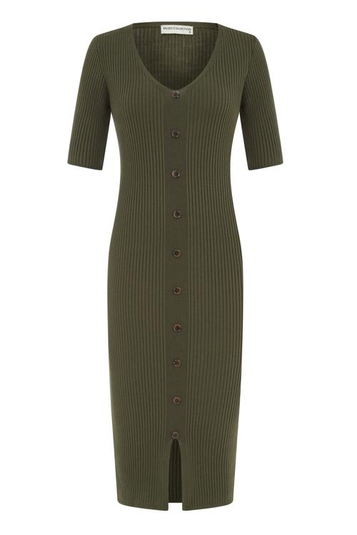  DÜĞMELİ MİDİ TRİKO ELBİSE