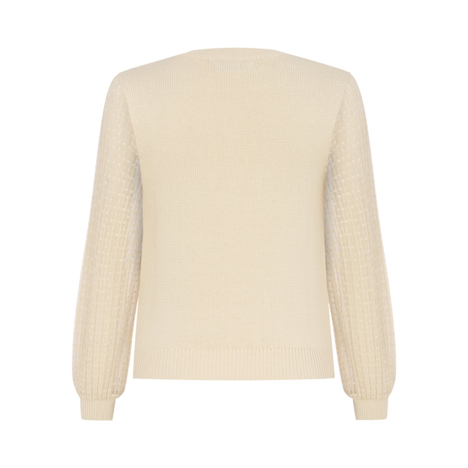 BİS YAKA KOLLARI TÜL DETAYLI TRİKO KAZAK