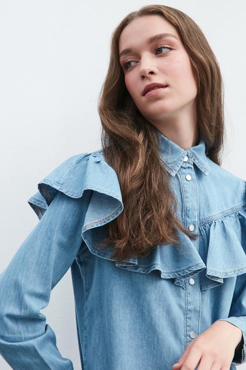  FIRFIRLI MİNİ KOT ELBİSE