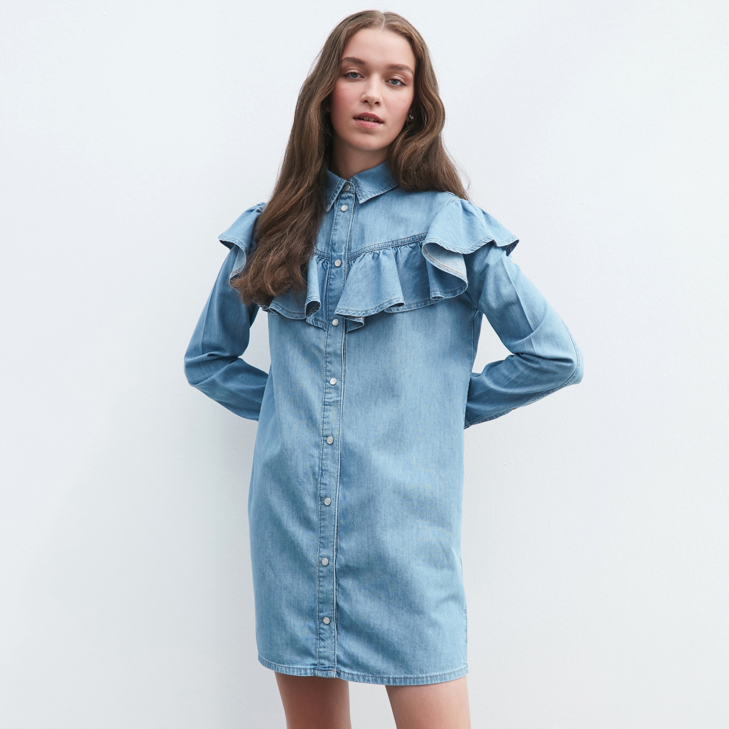 FIRFIRLI MİNİ KOT ELBİSE