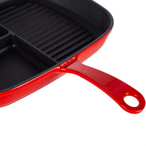  LAVA BÖLMELİ GRIL TAVA KIRMIZI 26X30CM