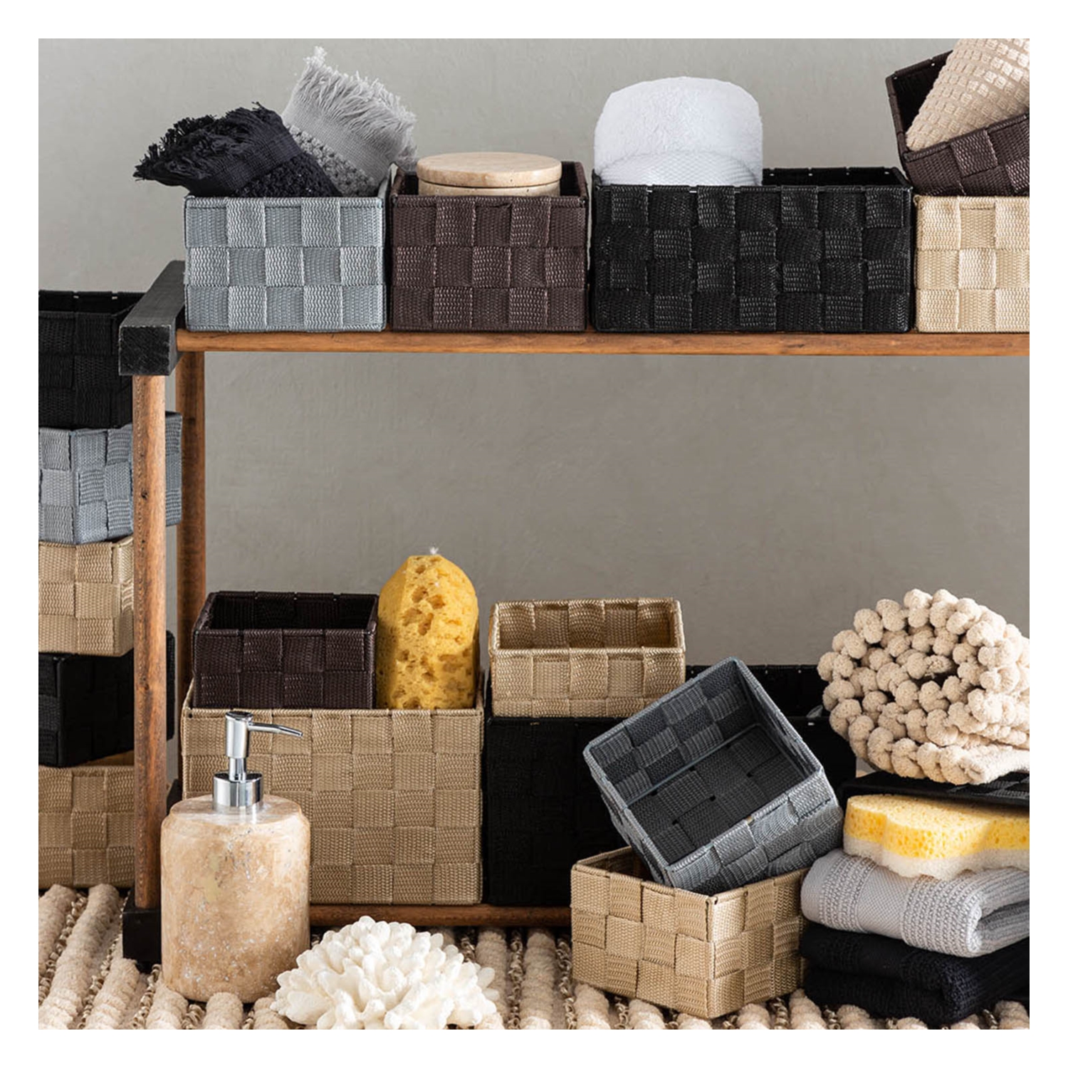 ORGANİZER SEPET GRİ 19X14X9CM