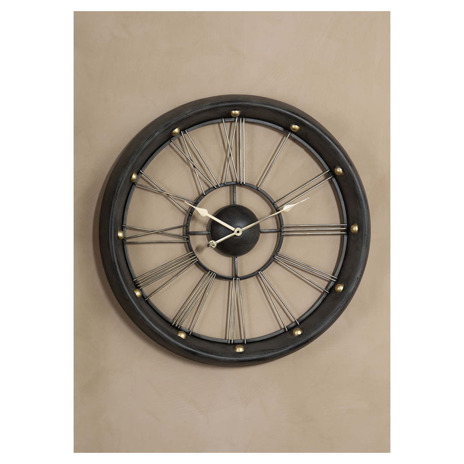 GRI METAL DUVAR SAATİ 80X9,5X80
