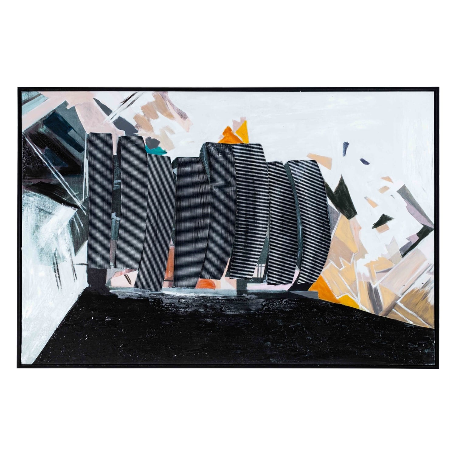 BLACK-GOLD ABSTRACT KABARTMALI TABLO 120x180CM