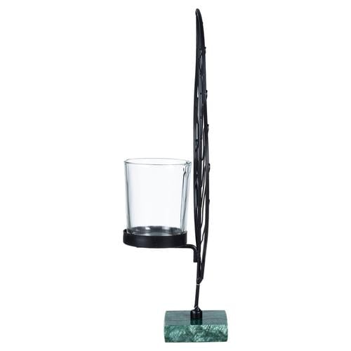  LEAF SİYAH TEALIGHT MUMLUK 11X9X24CM