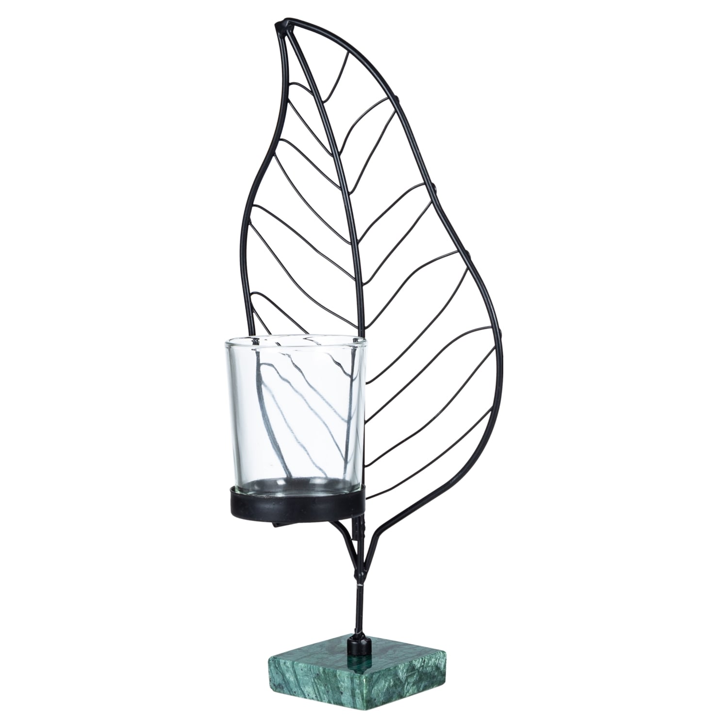 LEAF SİYAH TEALIGHT MUMLUK 11X9X24CM