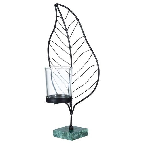  LEAF SİYAH TEALIGHT MUMLUK 11X9X24CM