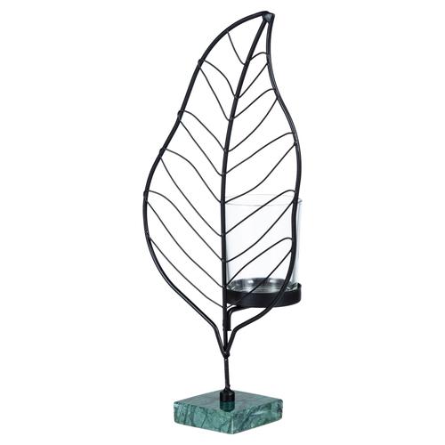  LEAF SİYAH TEALIGHT MUMLUK 11X9X24CM