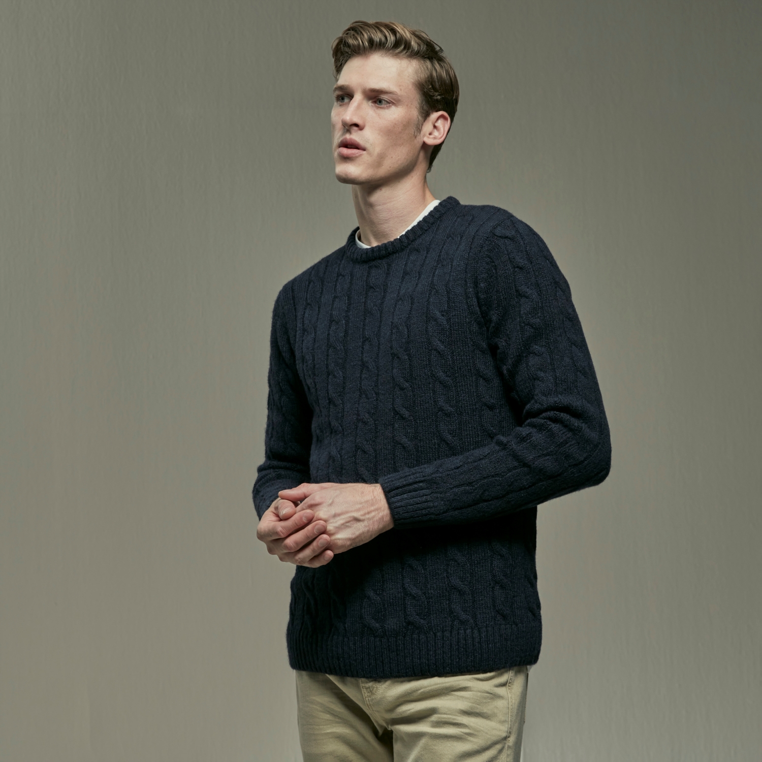 BİSİKLET YAKA ÖRGÜ DETAYLI KAZAK