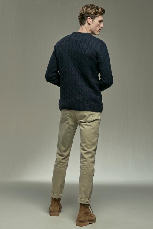  BİSİKLET YAKA ÖRGÜ DETAYLI KAZAK