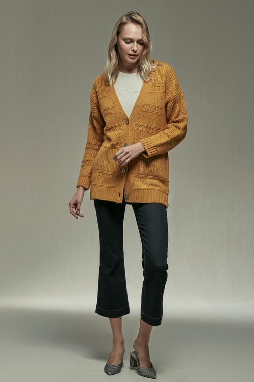  DELİKLİ V YAKA ÖRME HIRKA