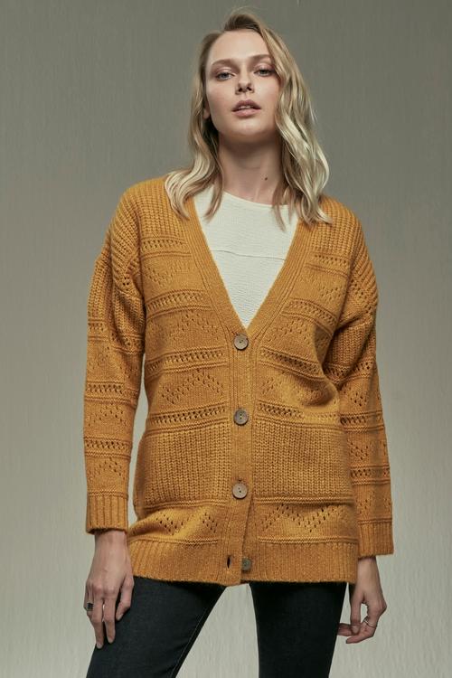  DELİKLİ V YAKA ÖRME HIRKA