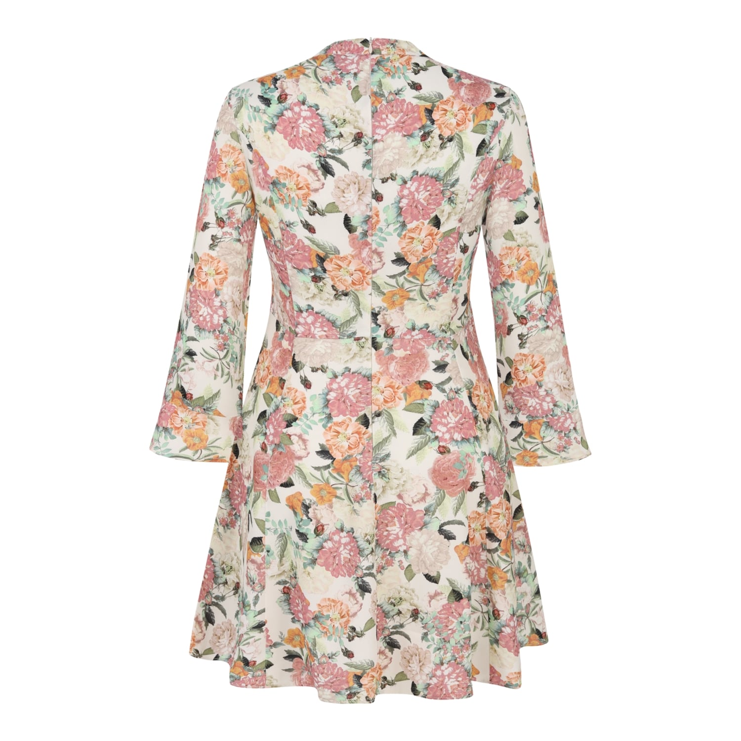 ÇİÇEK DESENLİ KOLLARI VOLANLI MİNİ KLOŞ ELBİSE