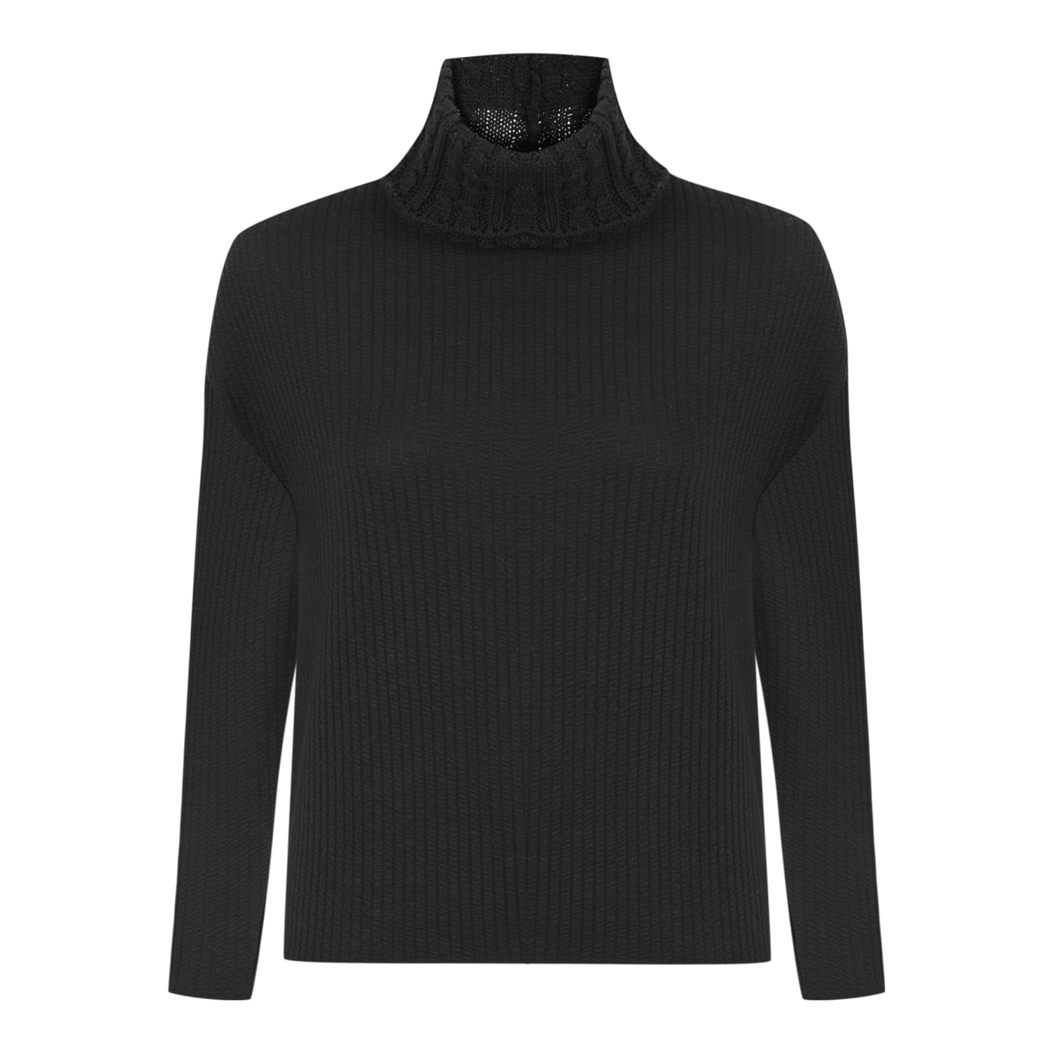 DİK YAKA ÖRGÜ DETAYLI SWEATSHIRT