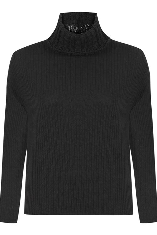  DİK YAKA ÖRGÜ DETAYLI SWEATSHIRT