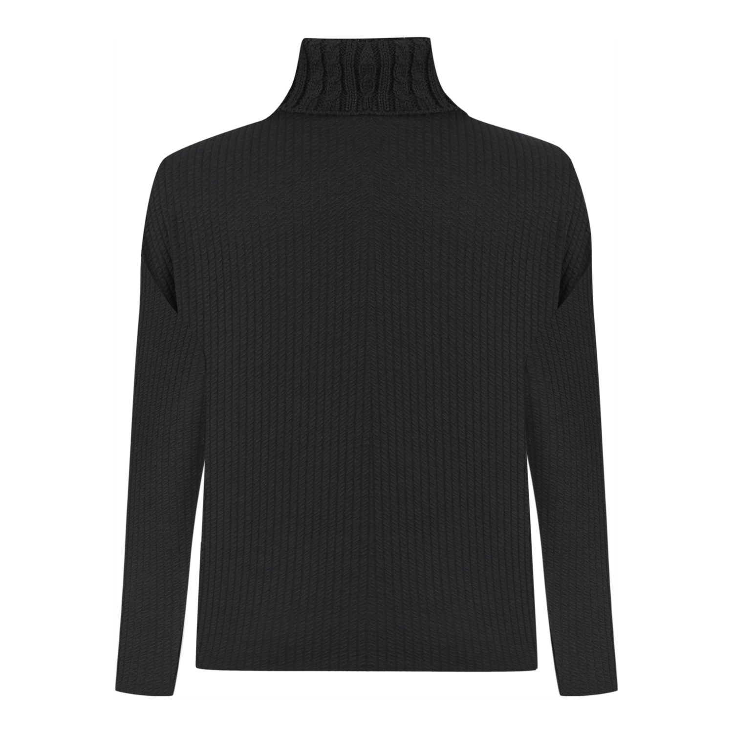 DİK YAKA ÖRGÜ DETAYLI SWEATSHIRT