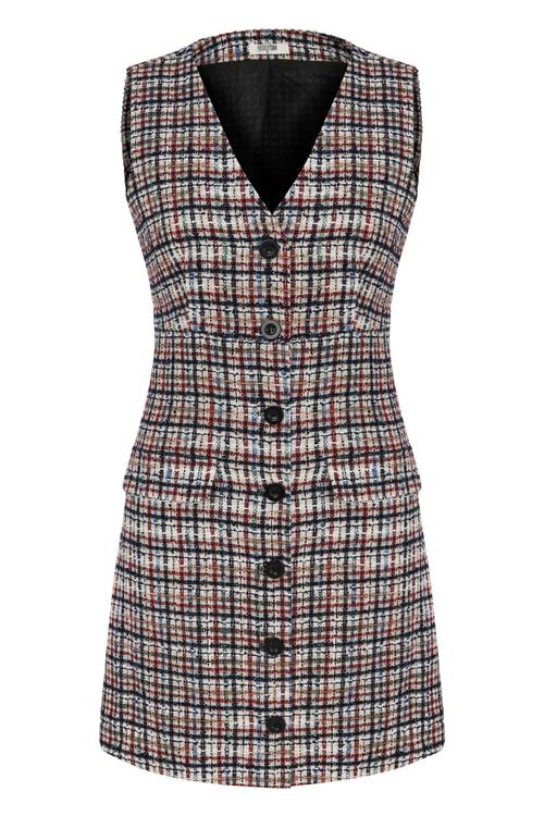  EKOSELİ KOLSUZ V YAKA MİNİ JİLE ELBİSE