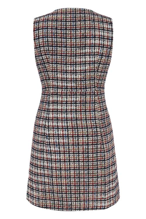  EKOSELİ KOLSUZ V YAKA MİNİ JİLE ELBİSE