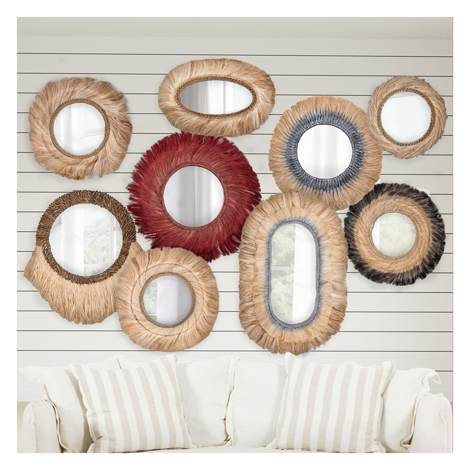 BORA BORA HASIR DUVAR AYNASI 90X90X4 CM