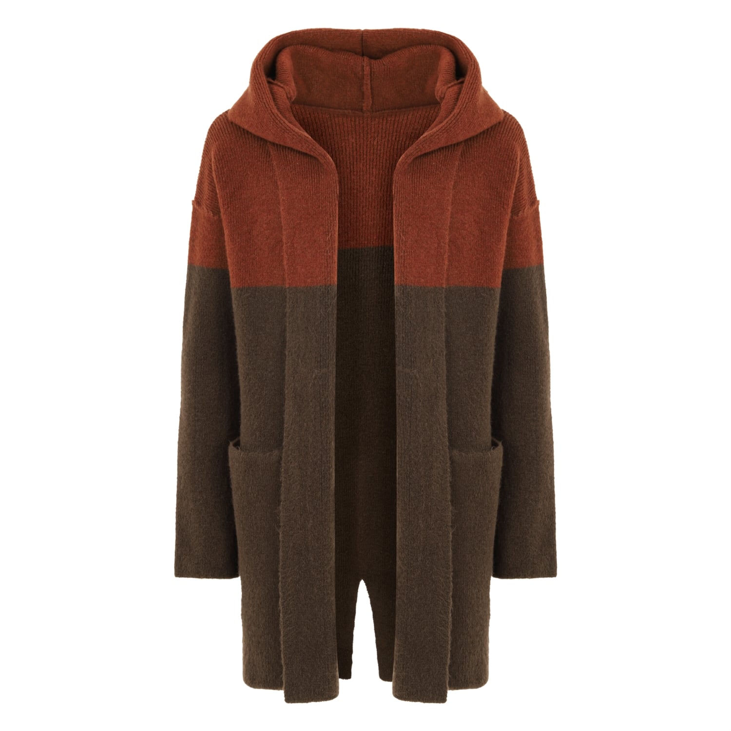 RENK BLOKLU KAPÜŞONLU TRİKO HIRKA