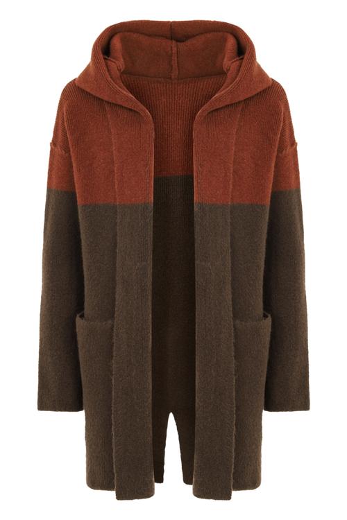  RENK BLOKLU KAPÜŞONLU TRİKO HIRKA