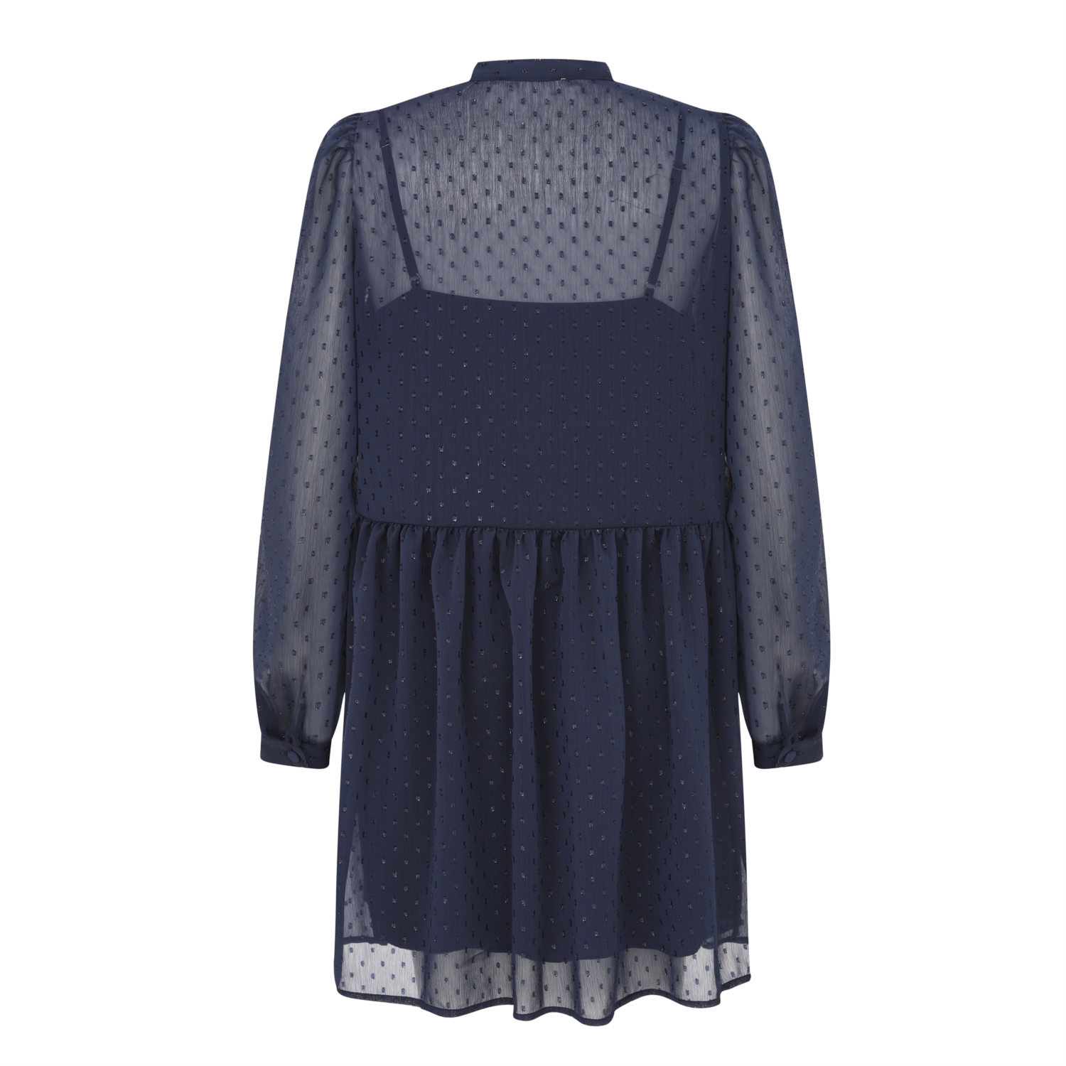 TAŞ İŞLEMELİ UZUN KOLLU MİNİ ŞİFON ELBİSE