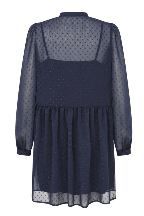  TAŞ İŞLEMELİ UZUN KOLLU MİNİ ŞİFON ELBİSE