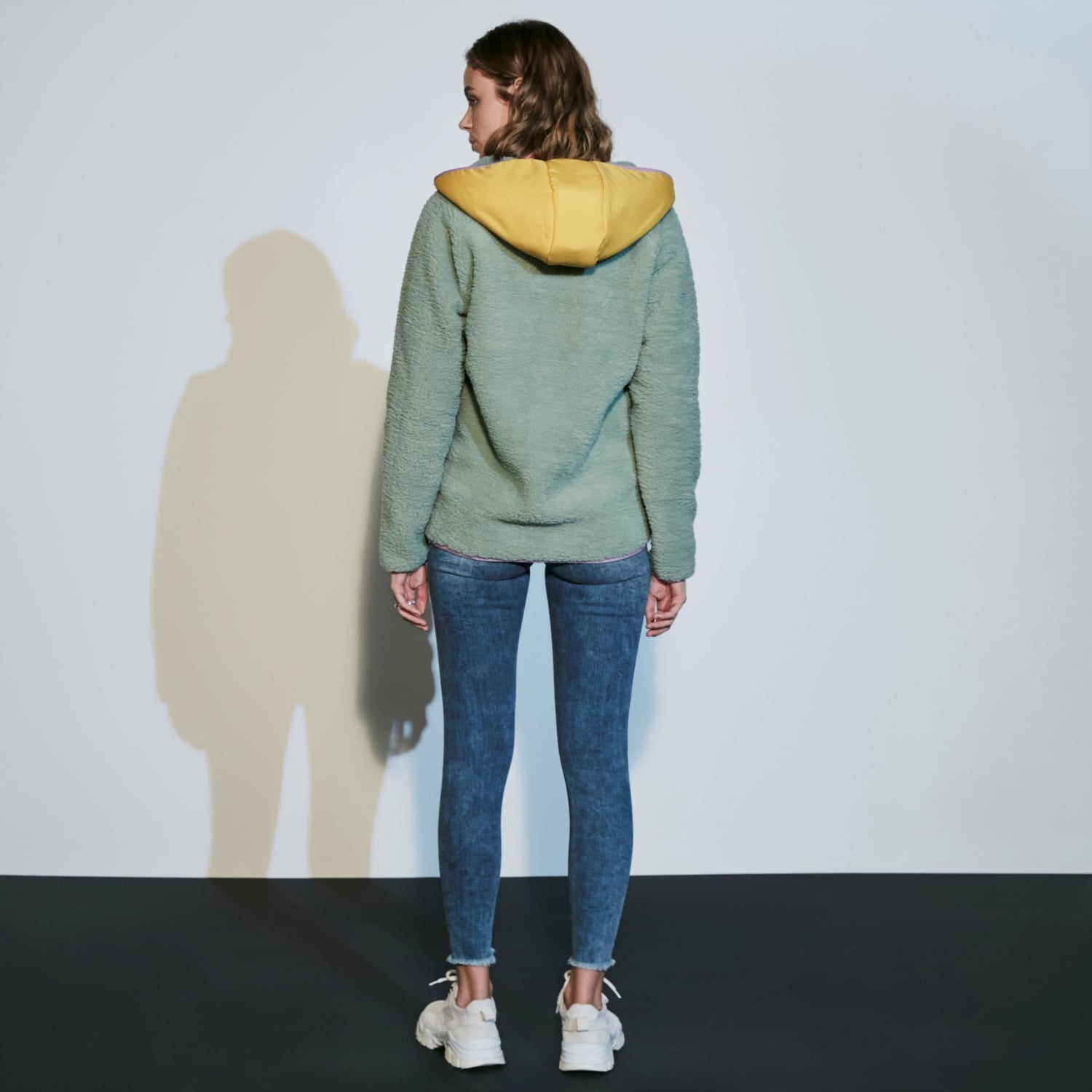 SUNİ YÜNLÜ RENKLİ FERMUARLI SWEATSHIRT