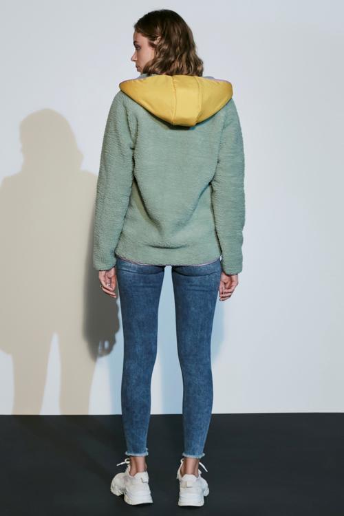  SUNİ YÜNLÜ RENKLİ FERMUARLI SWEATSHIRT