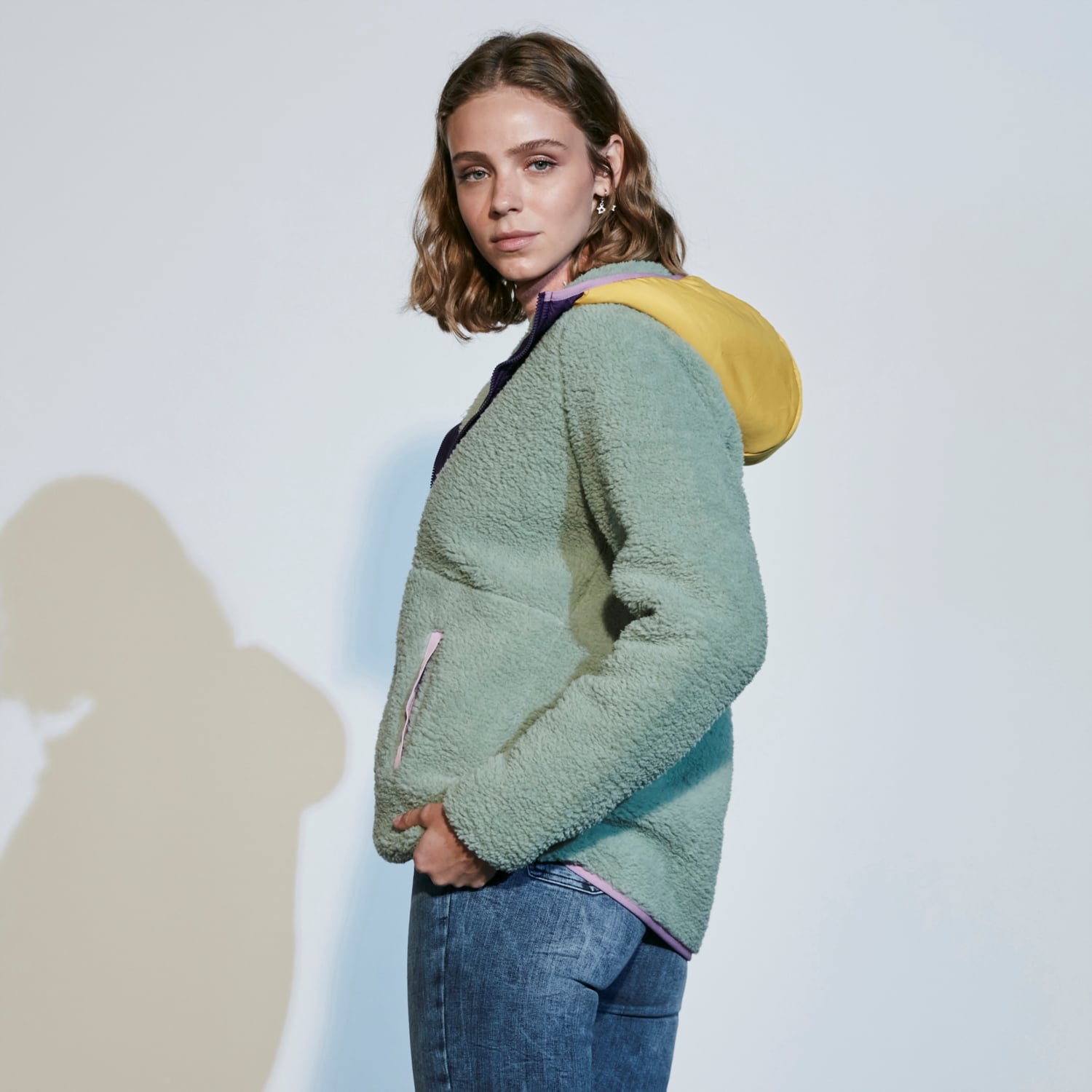 SUNİ YÜNLÜ RENKLİ FERMUARLI SWEATSHIRT