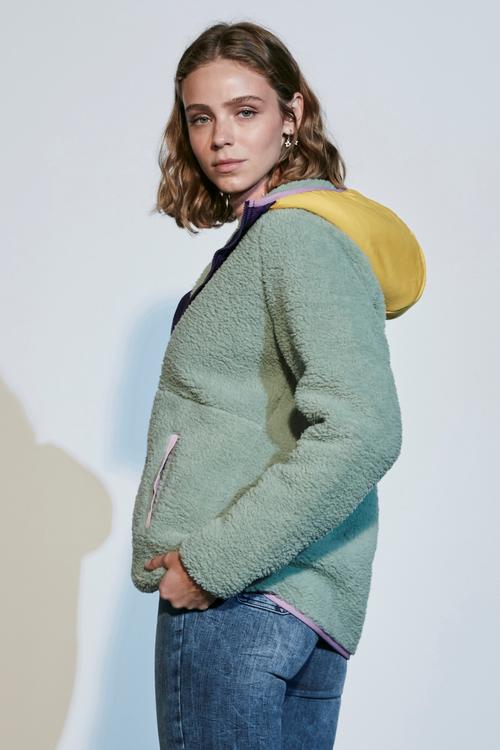  SUNİ YÜNLÜ RENKLİ FERMUARLI SWEATSHIRT