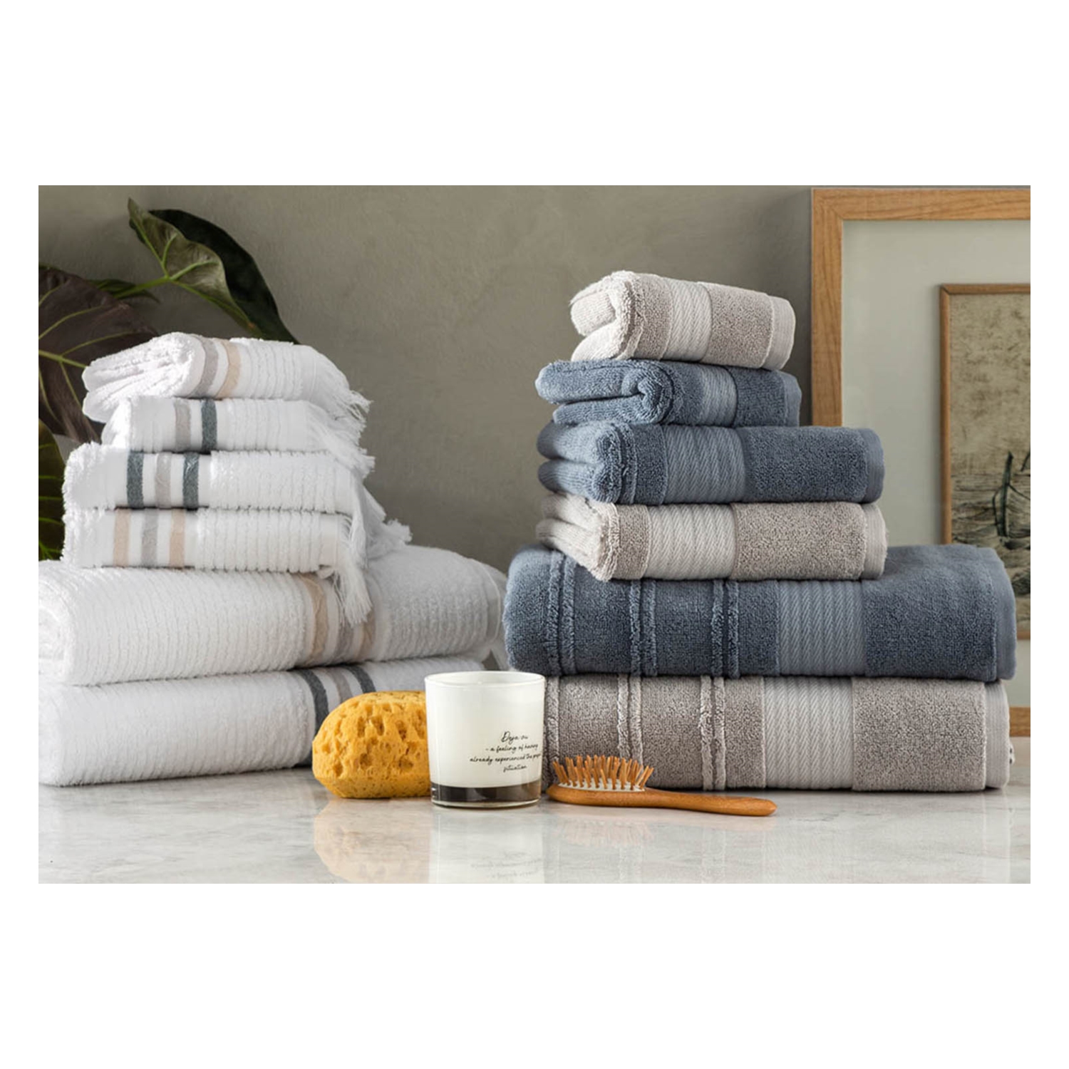 MARIA YÜZ HAVLUSU BEYAZ BEJ 50X80CM