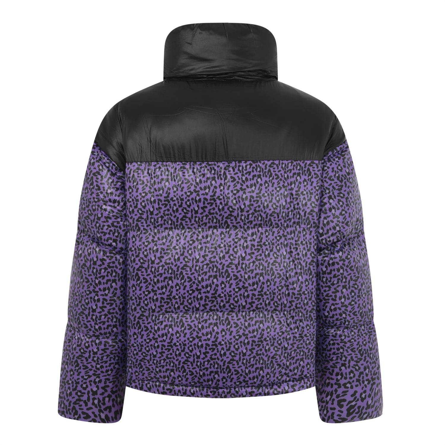 DİK YAKA LEOPAR DESENLİ PUFFER ŞİŞME MONT