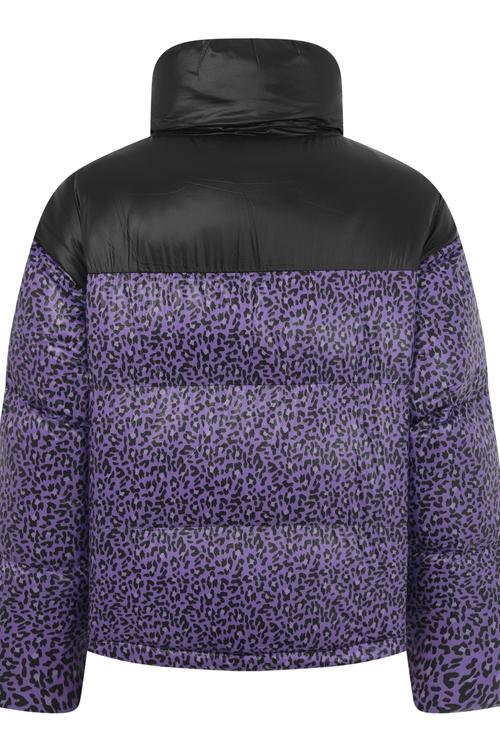  DİK YAKA LEOPAR DESENLİ PUFFER ŞİŞME MONT