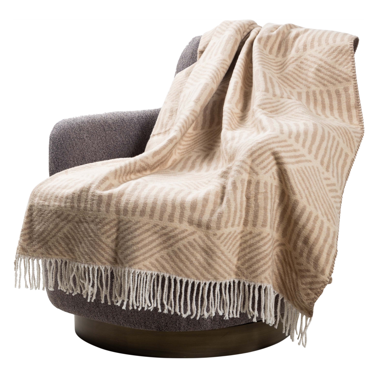 ETNİK JAKARLI SCOTCH BATTANİYE BEYAZ BEJ 200X220CM