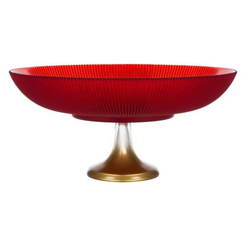  LUSTER DEKORATİF AYAKLI KASE KIRMIZI 32x18CM