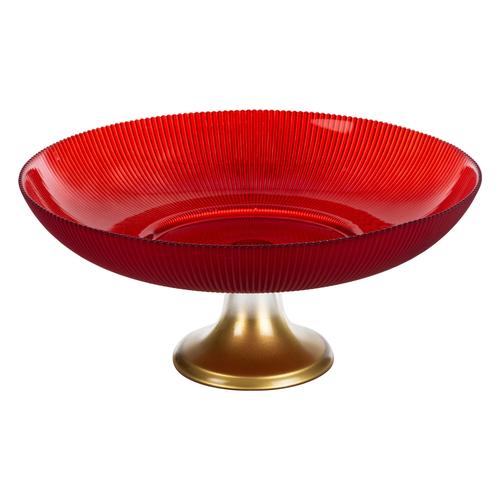  LUSTER DEKORATİF AYAKLI KASE KIRMIZI 32x18CM