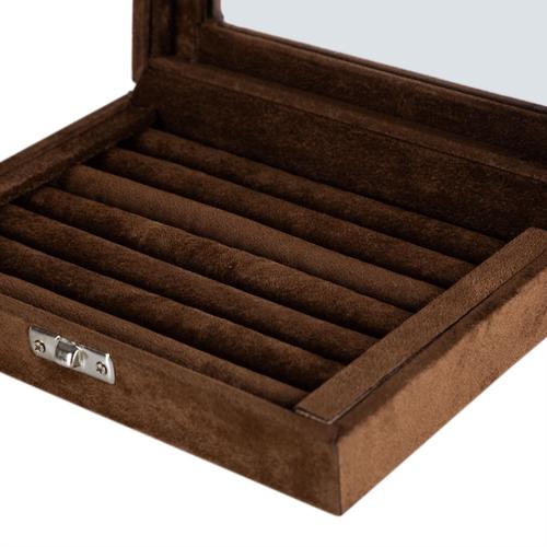  MİNİ TAKI KUTUSU ALCANTARA KAHVE