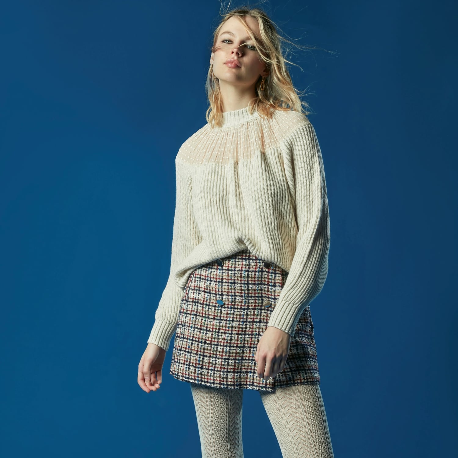 TÜL DETAYLI TRİKO KAZAK