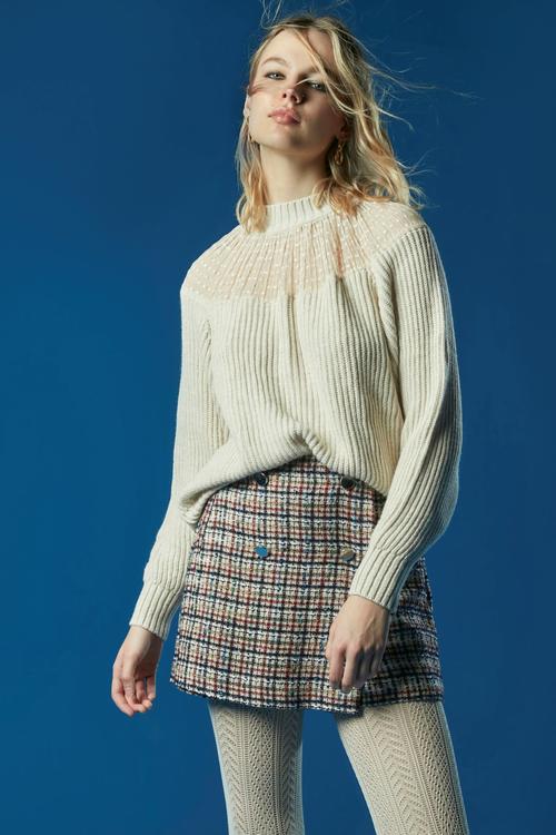  TÜL DETAYLI TRİKO KAZAK